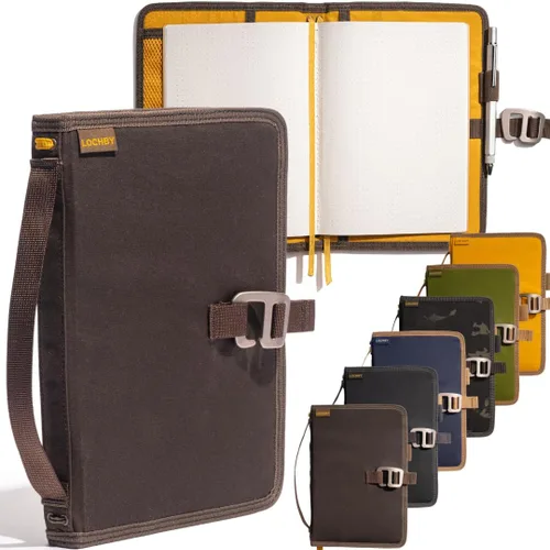 Vista 43 de LOCHBY® Carpeta Field A5 Cubierta de carpeta de 6 anillas Lona encerada resistente al agua Diseño plano Sistema A5 apto para recargar