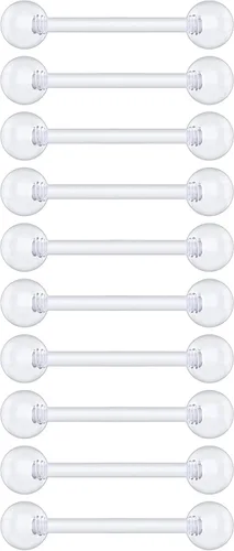 Vista 10 de Anillos de plástico para pezón – Anillos de lengua transparentes – Piercing hipoalergénico recto Bioflex
