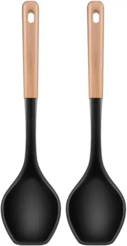Vista 6 de LorisArm Cucharas de cocina grandes. Cuchara de servir de silicona resistente al calor de 12.5 pulgadas, utensilios de cocina antiadherentes