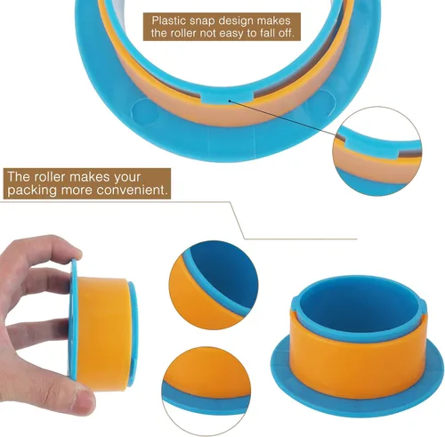 Vista 3 de OVOV 10 pares de dispensadores de envoltura elástica, mango retráctil, soporte de película elástica para mudanzas, protector de manos de plástico