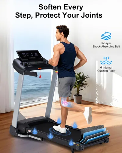 Vista 8 de Ateedge Cinta de correr resistente para el hogar, 18% de inclinación automática, capacidad de 400 libras, 3.5 HP, velocidad de 0.5 a 12 MPH