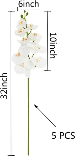Vista 2 de Wooter - 5 piezas de flores artificiales de orquídeas artificiales para decoración