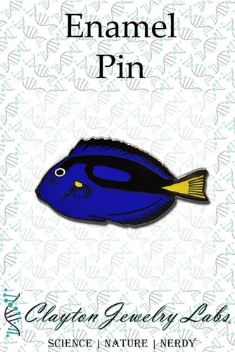 Vista 3 de Pin de esmalte duro de pez Tang azul