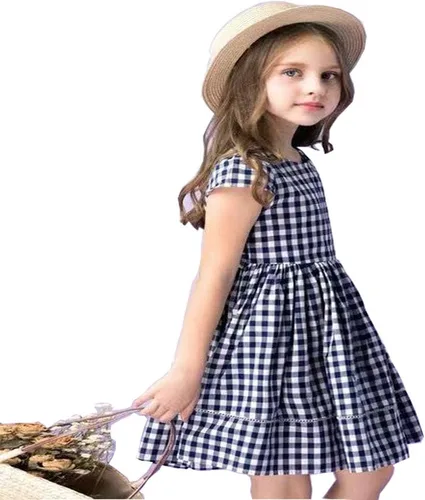 Vista 2 de HILEELANG Vestidos de manga corta para niñas pequeñas