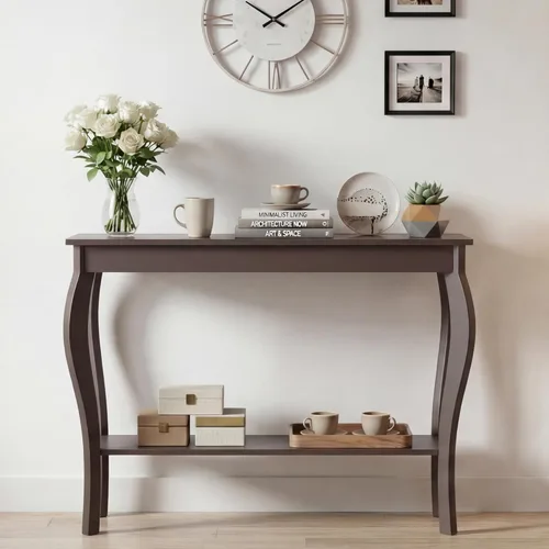 Vista 10 de ChooChoo Mesa consola estrecha, mesa de sofá elegante y decorativa, mesa de entrada, 39.3 pulgadas, color negro