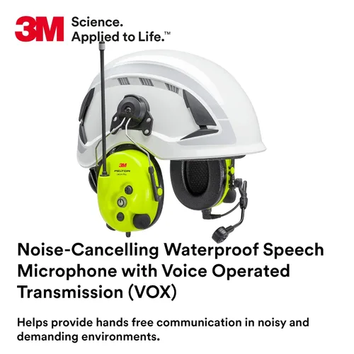 Vista 2 de 3M PELTOR LiteCom Plus Headset MT73H7P3E4610NA, protector auditivo se conecta al casco, radio de 2 vías, micrófono de voz con cancelación de ruido