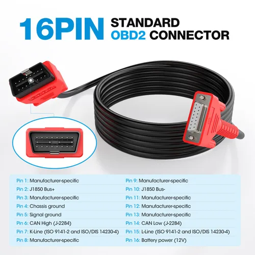 Vista 5 de Cable de prueba principal OBD2 Autel, original de 5.6 pies/1.7 metros, conector de prueba de diagnóstico OBDII de 16 pines DB15 compatible con serie