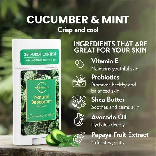 Vista 4 de Desodorante natural para mujeres y hombres (menta de pepino) – Desodorante sin aluminio para mujeres, desodorante natural para hombres, desodorante