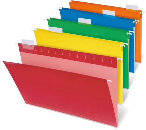 Vista 2 de Office Depot - Carpetas colgantes, 15 3/4 pulgadas x 9 3/8 pulgadas, tamaño legal, varios colores primarios, caja de 25, OM97649