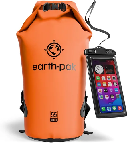 Vista 23 de Earth Pak Bolsa Seca Impermeable - Mochila Impermeable de Cierre Enrollable Superior Mantiene el Equipo Seco para Kayak con Funda Impermeable