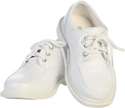 Vista 6 de Lito Children's Wear Zapatos de vestir para niños, con cordones, para boda, graduación, formal, mate, Blanco