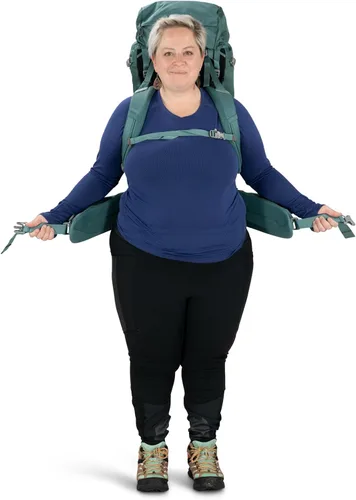 Vista 11 de Osprey Viva 65L Mochila de mochilero para mujer, color gris Tunnel Vision, ajuste extendido