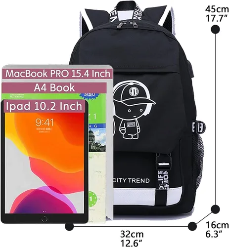 Vista 2 de Asge La escuela de los adolescentes grandes mochilas impermeables de nylon de la impresión del fútbol para los niños y niñas de 8-15 años