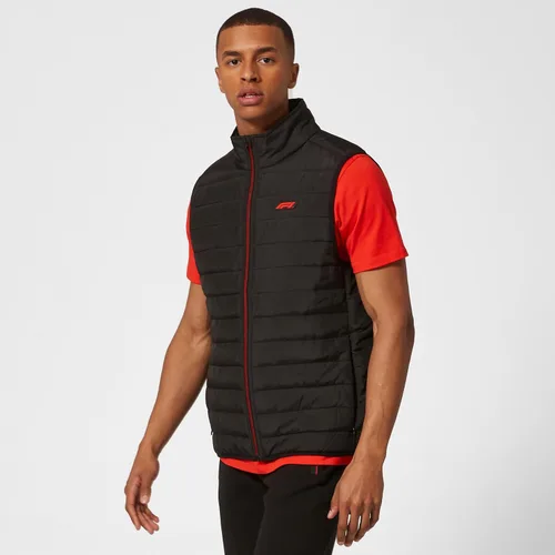 Vista 3 de Formula 1 - Chaleco acolchado con cremallera completa para hombre, Mercedes-AMG Petronas, negro, talla S