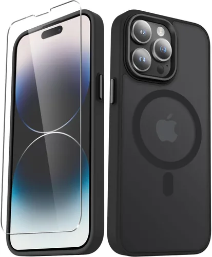 Vista 55 de YENAPOON Funda magnética mate para iPhone 11 con 1 protector de pantalla, compatible con Magsafe, translúcida esmerilada, delgada, a prueba