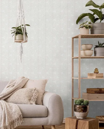 Vista 8 de NextWall Papel pintado Zen Geometric Peel and Vinyl Stick (Lunar Rock & Metallic Pearl) - Uno