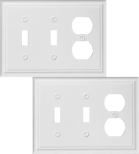 Vista 20 de OKAWYC Cubierta Individual de Interruptor de Luz en Blanco Luca Placa de Pared de Metal, Paquete de 4 Blanco 1 Gang, Cubierta de Interruptor de Luz