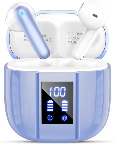 Vista 8 de Auriculares inalámbricos, auriculares Bluetooth 5.4, 48H+, auriculares estéreo, auriculares con pantalla LED con micrófono, IP7 impermeable