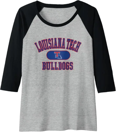 Vista 7 de Louisiana Tech Bulldogs Varsity Logo - Camiseta de béisbol raglán con licencia oficial, Negro - Negro/Blanco
