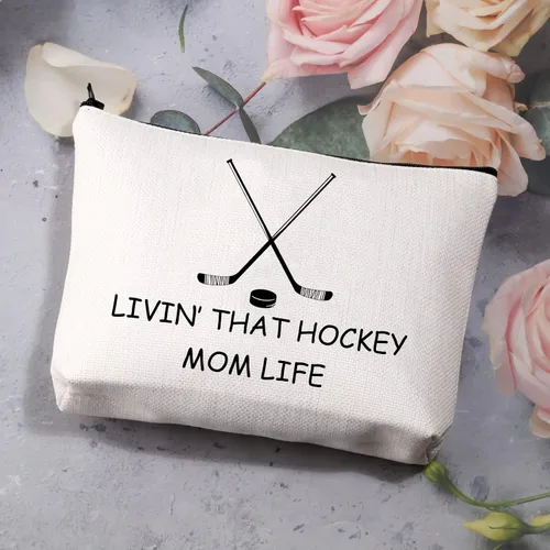 Vista 3 de BDPWSS Bolsa de maquillaje de hockey, regalos para mamá, regalo de jugador de hockey sobre hielo, regalo para mamá, entrenador de hockey, regalo