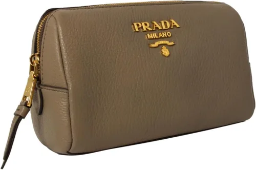 Vista 2 de Prada Vitello Daino Cuero Argilla Cuero Clutch 1ND004 Gris, Gris