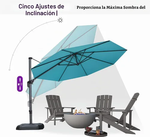 Vista 74 de PURPLE LEAF Paraguas al aire libre con base 8' x 8' protección solar verde Manzana Verde (Apple Green)