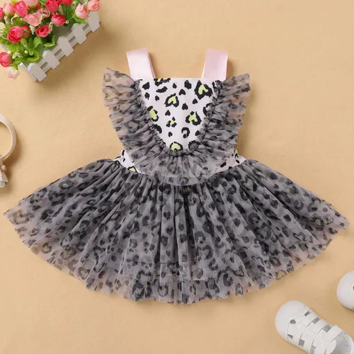 Vista 2 de IMEKIS Toddler Baby Girl 1st Birthday Outfit Tulle Romper Princess Tutu Dress Crown Headband Cake Smash Photo Shoot Clothes