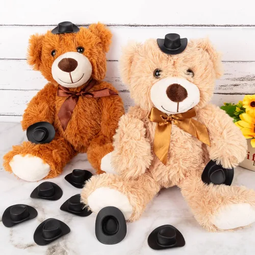 Vista 2 de 20pcs Mini plástico lindo muñeca vaquero occidental sombrero (negro)