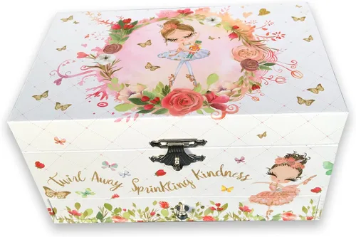 Vista 3 de Play You Are My Sunshine (opción de 60 melodías) Joyero para niños con cajón extraíble para bailarina, caja de música para niñas con mecanismo