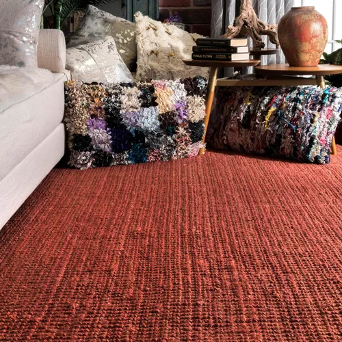 Vista 4 de nuLOOM Daniela Brick - Alfombra de tejido plano liso, 3 pies x 5 pies Ladrillo