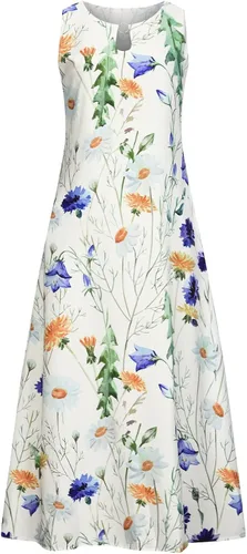 Vista 6 de Sleeveless Maxi Dresses for Women Floral Printed Summer Keyhole Tank Dress Beach Party Flowy Long Dress Loose Sundress