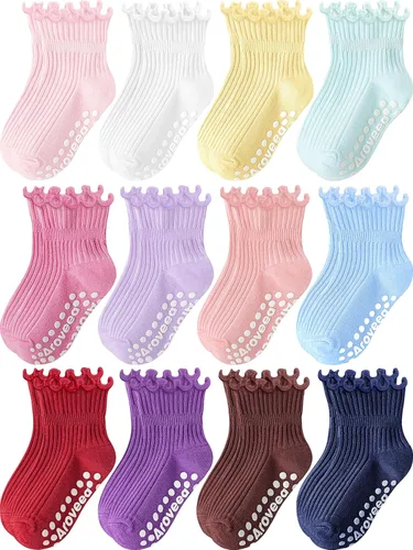 Vista 7 de Calcetines para niñas pequeñas, paquete de 12 calcetines de algodón para bright rainbow