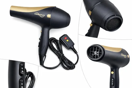 Vista 2 de OMWAH Secador de pelo profesional - Potente secador de pelo de calidad de salón de 1600W-1875W con ajustes personalizables, botón de disparo fresco