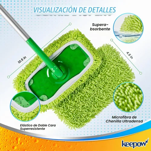 Vista 3 de KEEPOW - Juego de 2 almohadillas de microfibra de felpilla reutilizables compatibles con Swiffer Sweeper