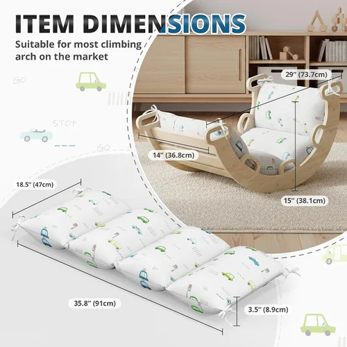 Vista 2 de BlueWood Cojín para arco de escalada, almohada suave y antideslizante de filosofía Montessori para niños, cojín Pikler para leer, jugar