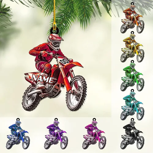 Vista 12 de Adorno personalizado de moto de motocross para hombres, adorno de motocicleta, adorno de Navidad para bicicleta, adorno de batcycle, regalo