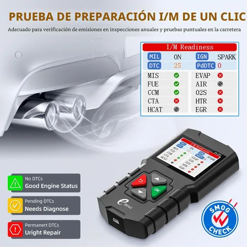 Vista 3 de YA-201 Escáner Obd2, lector de códigos de motor con todos los modos OBD2 después de 1996 para todos los coches OBDII/EOBD/KOBD/CAN, sensor O2