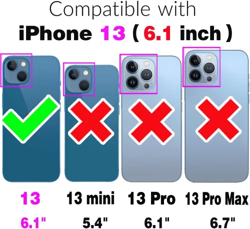 Vista 2 de Asuwish Funda de teléfono para iPhone 13 de 6.1 pulgadas con protector de pantalla de vidrio templado, correa de muñeca, anillo de bloqueo RFID