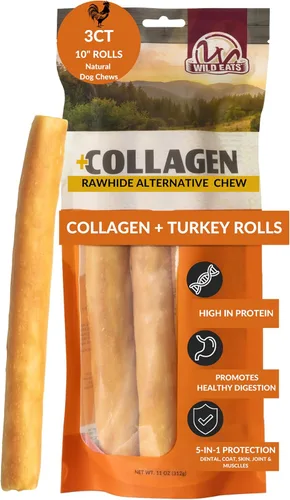Vista 16 de Wild Eats Palitos de Colágeno de Pato Real Retriever para Perros, (15 Unidades) - Golosina Masticable para Perros de Larga Duración, Sin Cuero