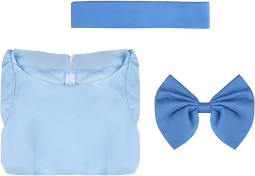 Vista 5 de Wendy - Disfraz de cosplay para adultos, mujeres y niñas, vestido largo de princesa azul para Halloween, fiesta de disfraces