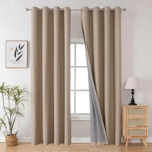 Vista 45 de Joydeco - Juego de 2 paneles de cortinas opacas de 63 pulgadas, 2 cortinas largas con aislamiento térmico burg, cortinas de oscurecimiento