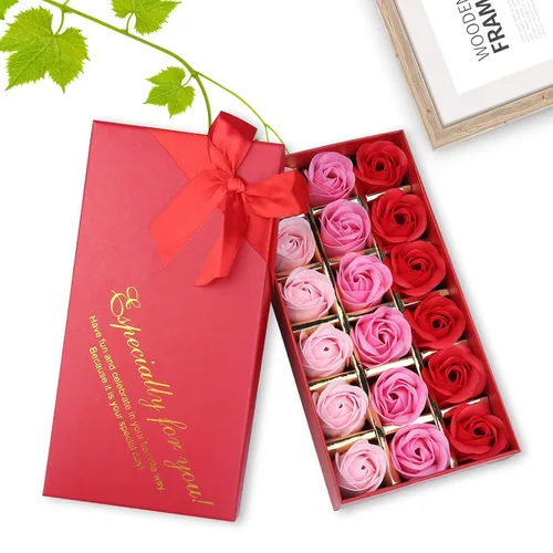 Vista 5 de Juego de 18 piezas de jabón de baño perfumado floral con pétalos de rosas, aceite esencial para plantas, el mejor regalo para mujeres, niñas, mamá