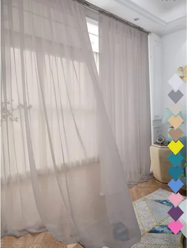 Vista 6 de L&TEC Cortinas traslúcidas para la ventana de color beige, 2 paneles de 48x45 pulgadas, con bolsillo básico para la barra de la cortina