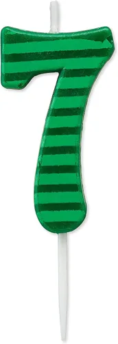 Vista 7 de Papyrus Vela de cumpleaños número 0, rayas verdes (1 unidad)