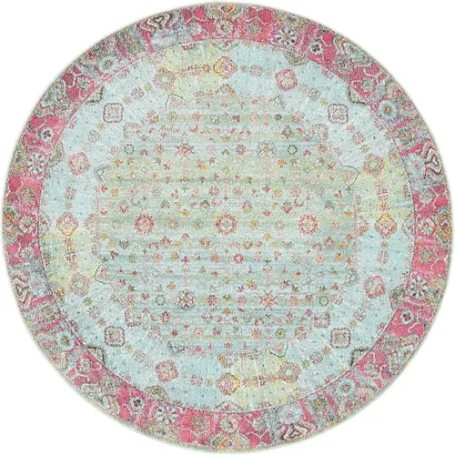 Vista 11 de Unique Loom Baracoa Collection Bright Tones Border - Alfombra tradicional vintage rectangular de 2 pies 2 pulgadas x 3 pies 0 pulgadas, azul/rosa