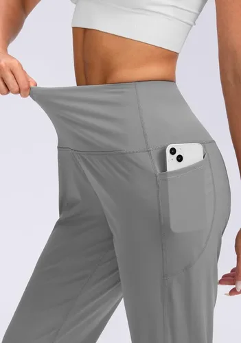 Vista 3 de Viodia Pantalones deportivos para mujer, con bolsillos, cintura alta, atléticos, para entrenamiento, yoga, pantalones deportivos cónicos