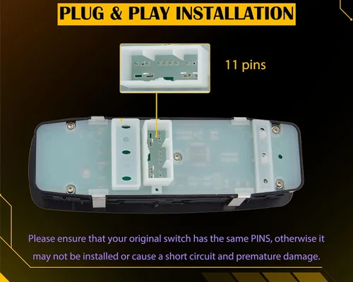 Vista 3 de Interruptor principal de ventana eléctrica. 11 pines de metal. Compatible con Jeep Grand Cherokee 2011, 2012, 2013, 2014. Dodge Durango.