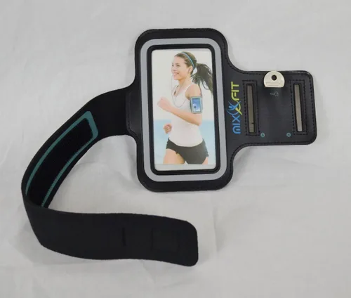 Vista 2 de Mixxfit - Funda ajustable para brazalete, color negro, compatible con Android Google y iPhone de 6.5 x 4 pulgadas