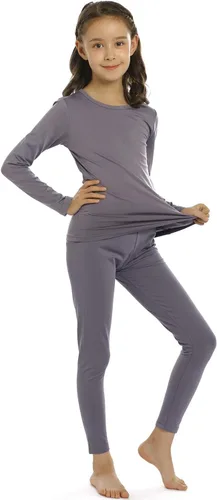Vista 2 de ViCherub - Conjunto de ropa interior térmica para niñas con forro polar, calzoncillos largos, capa base, parte superior e inferior para invierno frío