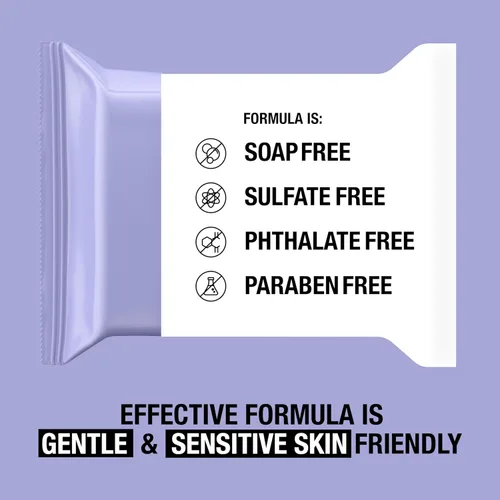 Vista 6 de Neutrogena Toallitas faciales desmaquillantes de limpieza relajante nocturna, toallitas faciales nocturnas para eliminar el sudor, la suciedad